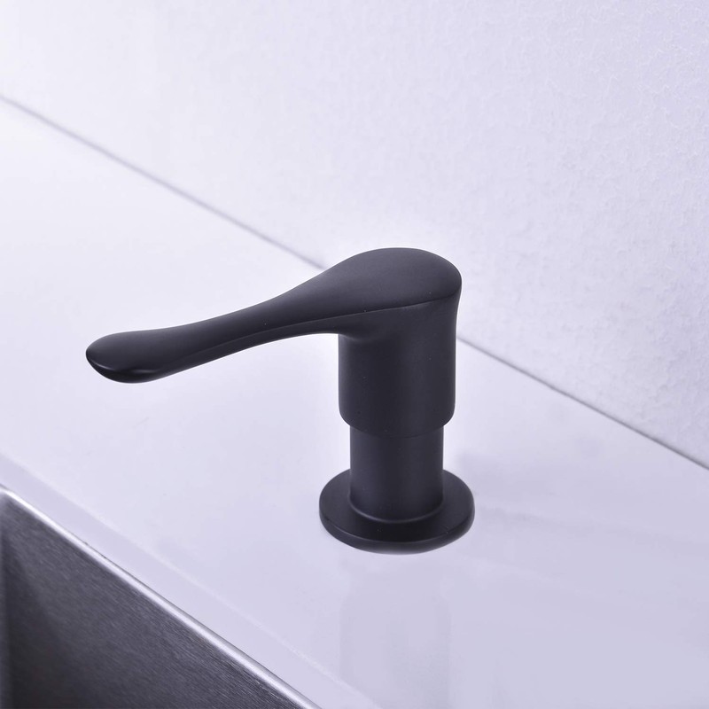BZOOSIU Kitchen Sink Soap Dispenser Black Solid Brass Pump Head