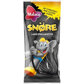 2 Bags x 94g of Malaco Snöre Lakrits - Original - Swedish - Licorice - Wine Gums - Laces - Candies - Sweets