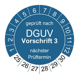 1000 Test Badges for DGUV V3 Regulation 3 - Diameter 30 mm - 2025-2030 - Sustainable - Blue - 2024 Next Exam (Pack of 1000, Blue)