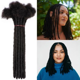 LinkMai 0.2-0.8cm Locs 8-18 I nch 20 Strands 100% Real Human Hair Dreadlock Extensions for Man/Women Permanent Loc Extensions Bundles Can Be Dyed Bleached Curled & Twisted (0.2CM, 1B, 10 INCH)