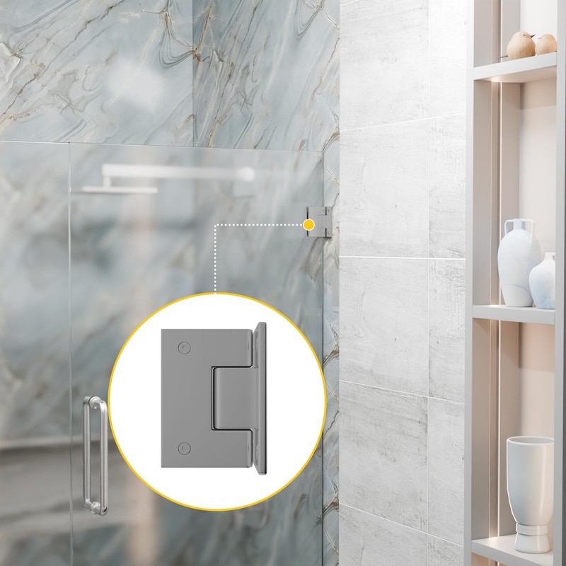 Brixwell Shower Door Wall Mount Hinge with Full Back Plate,
