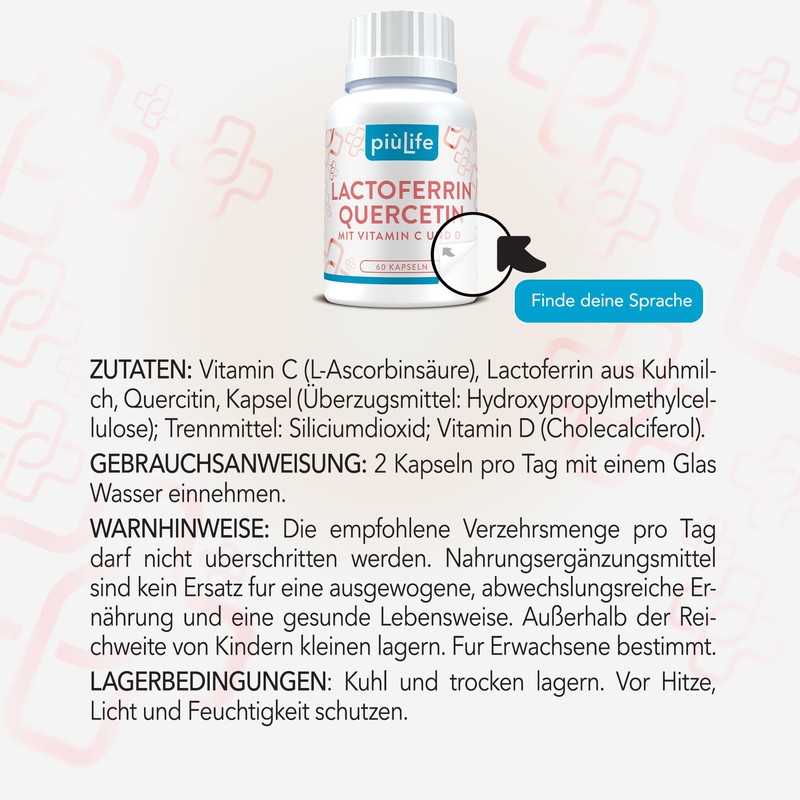 Lactoferrin 200 mg PiùLife with Quercetin + Vitamin C &