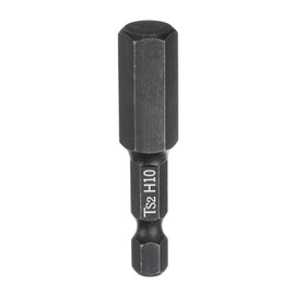 HARFINGTON 1pcs H10 Hex Head Drill Bit Wrench 10mm Metric Flat Tip 1/4" Hex Shank 50mm (2") Long Magnetic Black Phosphate Hexagonal Screw Driver Socket Industrial Screwdriver Power Bits