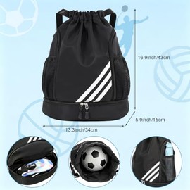 Mochila Deportiva con Cordón, Bolsas Impermeable de Cuerdas, Compartimento Separado para Zapatos y Bolsillo Resistente a La Humedad, para Deportes, Pl
