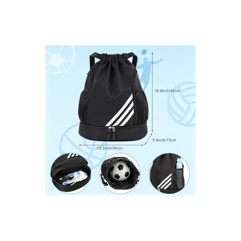 Mochila Deportiva con Cordón, Bolsas Impermeable de Cuerdas, Compartimento Separado