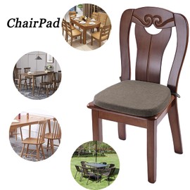 KGPLOME Chair Cushion with Ties for Dining Chairs - Memory Foam Non Slip Kitchen Chair Pad and Dining Seat Cushion with Machine Washable Cover Set of 4 [16.5 x 16.2 Inches] - Brown