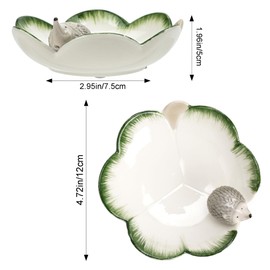 CAIRIAC Hedgehog Plate, Hedgehog Candy Dish, Jewelry Tray Trinket Dish Ceramic Serving Bowl Decorative Desk Storage Plate Organizer for Rings Earrings Necklaces Watch Coins Keys