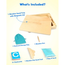 MOTGOM Sand Tray for Classroom - Montessori Sand Writing Trays with Lid, Wooden Tracing Tray for Kids Learn to Write Letters and Numbers, CVC Words