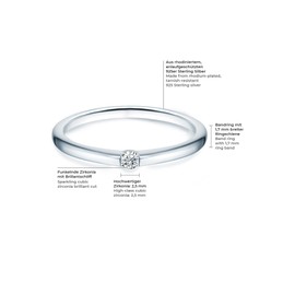 Trilani Sterling Silver Rhodium Plated Cubic Zirconia White Cubic Zirconia Ring, Silver, Cubic Zirconia