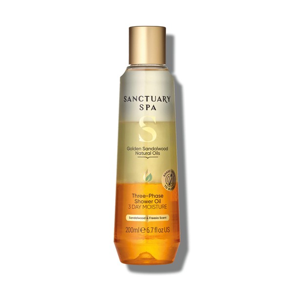 Sanctuary Spa Golden Sandalwood Three-Phase Shower Oil, 3 Day Moisture,