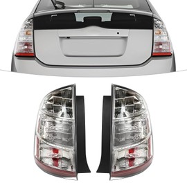 PIAOYUE- For 2004 2005 2006 2007 2008 2009 Toyota Prius Hatchback Tail Lights Replacement Left Driver+Right Passenger Side 1 Pair Black Housing Clear Lens