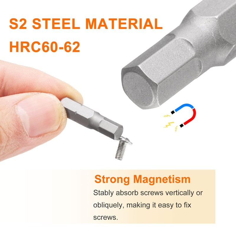 sourcing map 5pcs H5.0 Hex Screwdriver Bit 1/4" Hex Shank