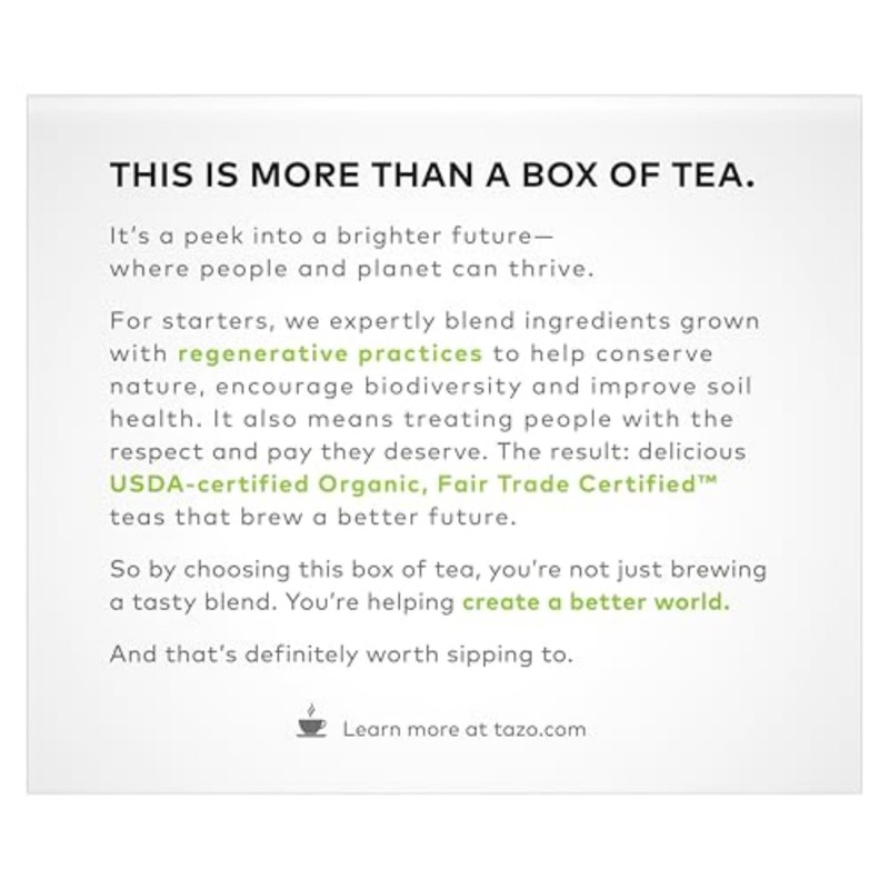 TAZO Organic Zen Green Tea Bags, Caffeine Free Tea with