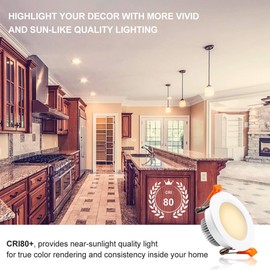 YGS-Tech 2 Inch LED Downlight Dimmable, 3W(35W Halogen Equivalent), 3000K Warm White, CRI80, LED Ceiling Light with LED Driver (1 Pack)