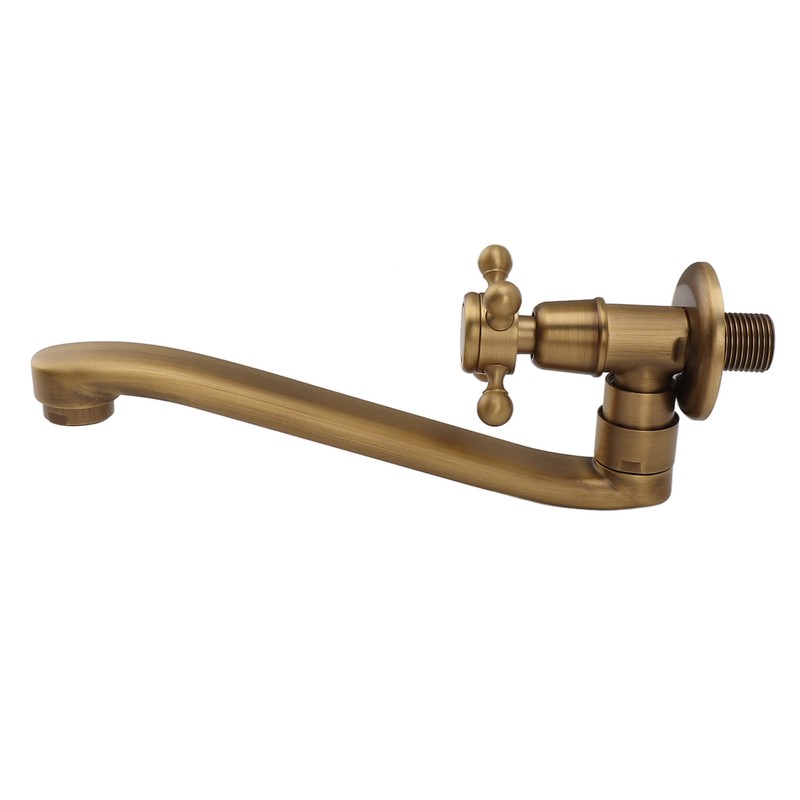 Antique Garden Faucet with Extended Spout Antifreezing Copper Wall Mount