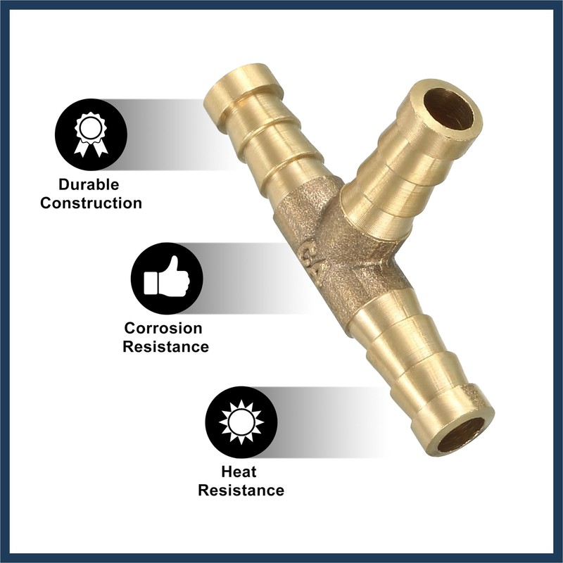 INFINAUTO Car 5/16" 8mm Brass Barb Hose Fitting Tee T