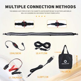 Welmotive 12V 4ft Led Light Strip Dimmable Camping Awning Light with 140 SMD 2835 LED Chips Cabinet Lights, Rv Accessories Waterproof IP67 Multi-Functional Use for Car Tent, Camper Motorhome