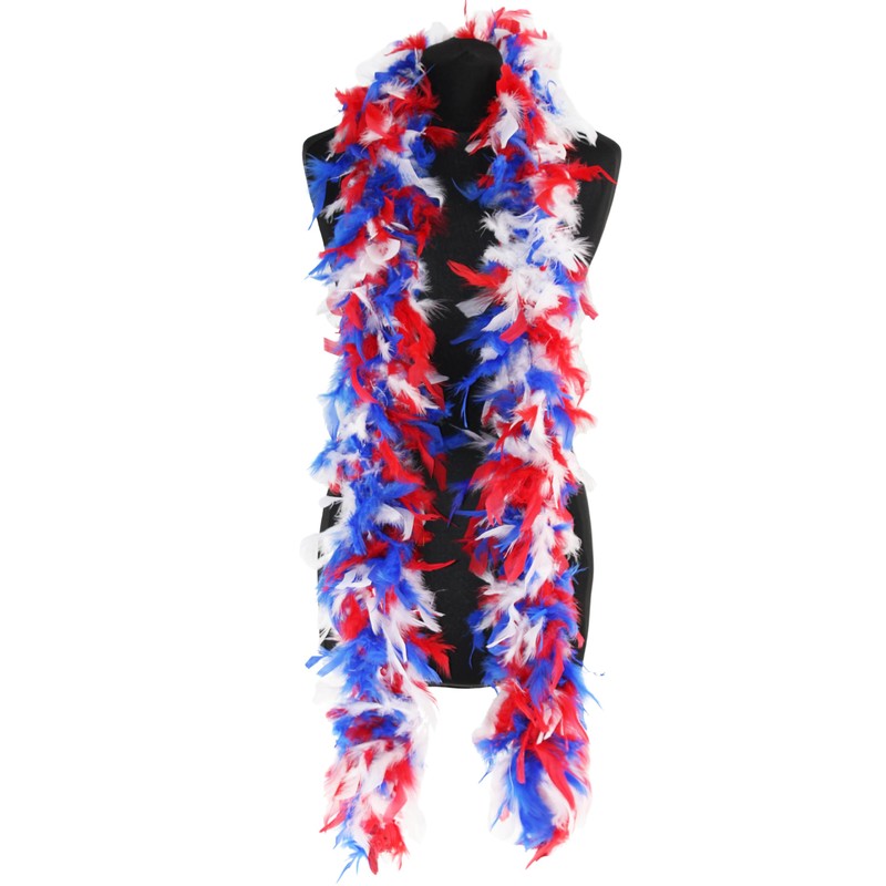 Red, White & Blue Feather Boa 80g Deluxe Turkey Feather