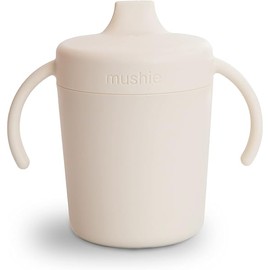 mushie Trainer Sippy Cup | Made in Denmark | Leak Resistant Twist-Off Lid & Handles | Plastic |6 Months + (Ivory)