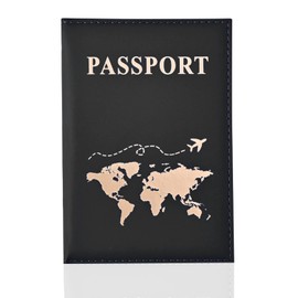 REEKNOKOL Passport Holder, Leather Passport Cover PU Passport Holder Travel Wallet for Passport, Credit Card, Ticket Card, Business Cards, Boarding Passes (Black)