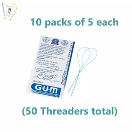 GUM 50 Sunstar GUM 840 Eez-thru floss threaders - 10 packs of 5 each - BEST DEALl!
