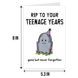 Qiliji Funny 20th Birthday Card for Him Her, 20 Years Old Birthday Card for Women Men, 20th Birthday Card for Friend Son Daughter, RIP Your Teenage Years Gone But Not Forgotten