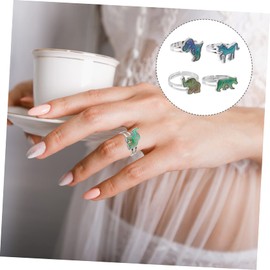 CORHAD 4pcs Cartoon Animal Thermochromic Mood Changing Open Finger for Boys and Girls Cute Dinosaur Elephant Fun Accessories for Teens Young Adults