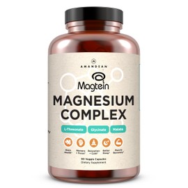 Amandean Magnesium L-Threonate Complex. Threonate, Glycinate, Malate Supplement. 90 Veggie Capsules. High Absorption Magtein  Bisglycinate Chelate... 