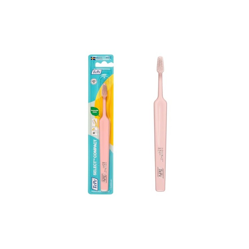 TePe Select Medium Toothbrush, Adult Medium-Bristle Toothbrush with Compact Tapered