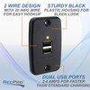 RecPro RV Black Dual USB Charger Outlet | 2 Wire