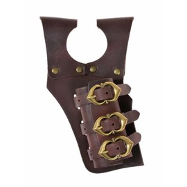 Pera Peris Medieval Style Adjustable Sword Holder with 3 Leather Buckles for Swords and Axes (Brown)