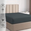 Pizuna Cotton Anthracite Grey Satin Stripe Fitted Bed Sheets Double,