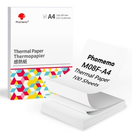 Phomemo M08F A4 Folding Thermal Paper Compatible for M08F and Other A4 Portable Printers, M08F Printer Paper, 8.26"x11.69"(210x297mm), 100 Sheets