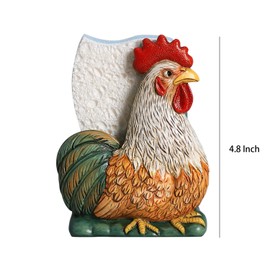 Bicuzat Resin Retro Rooster Shape Sponge Holder for Kitchen Sink, Compact Sink Caddy Organizer, Scouring Pad and Dish Sponge Holder, B