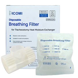 TICOMI Tracheotomy Humidifier, Heat Moisture Exchanger, HME for Suitable for Tracheostomy, EO Sterilization, 12 per Box