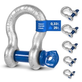 Curved Shackle with Eye Bolts - 1t Load Capacity - Pack of 2 - Hot-Dip Galvanised Steel, Corrosion Resistant - Bolt Diameter 11 mm - Certified & Heavy Duty - Choice of Size & Quantity - 0.33t to 25t (1t, 2x)