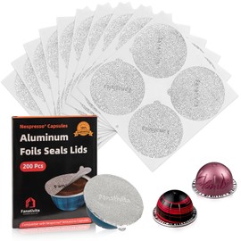 Fanativita Universal Aluminum Foil Seal Lids for Nespresso Pods Vertuo, Compatible with Nespresso Vertuo Reusable Pods, 200Pcs Coffee Pods Lids (62mm)