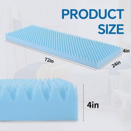 BALAPET Egg Foam Mattress Topper, Egg Mattress Pad and Bed Topper for Pressure Relief, Air Circulation and Weight Distribution, Hospital Size Mattress,72 x 24 x 4in