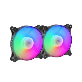 Mars Gaming MFDUO Kit 2 Fans FRGB Rainbow 360° Ultra Quiet Dual Connection 3PIN + 4PIN Black