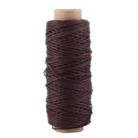 Hilitand 1 Rollo 50 Metros 150D Hilo de Hilo Encerado Cordón de Cuero para Coser a Mano Costura Manualidades 1 mm de diámetro(Café Oscuro)