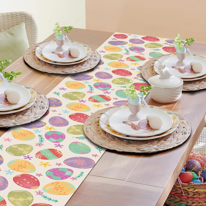 Easter Table Runner, Easter Egg Table Runner, Spring Kitchen Dining