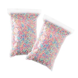 PRETYZOOM Paquete de 2 cuentas de espuma de 50 g, cuentas coloridas de poliestireno de 4 a 5 mm, mini bolas de espuma para manualidades, decoración de fiestas, cajas de regalo, relleno de jarrón
