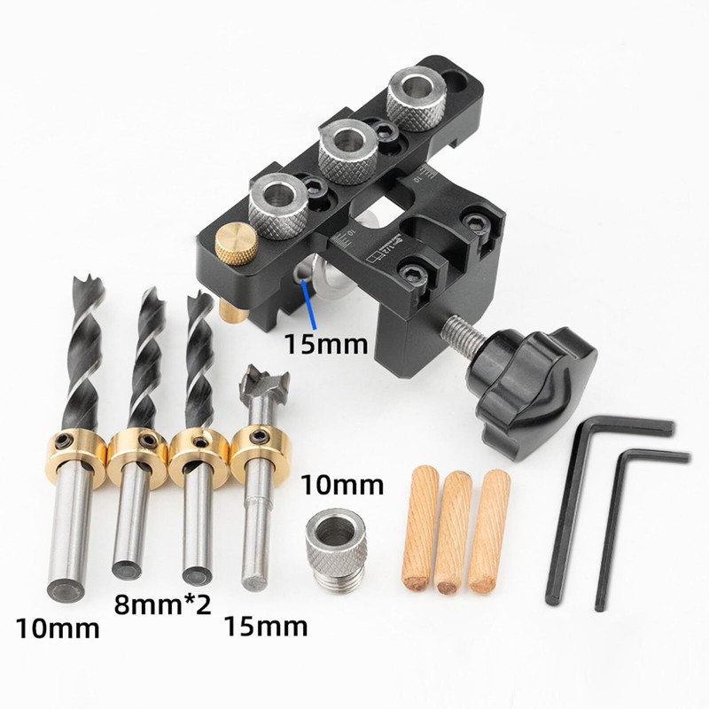 3-in-1 Pocket Hole Jig Kit, 8/10/15 mm Pocket Hole Wooden