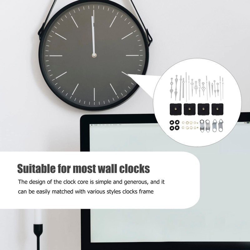 DOITOOL 4Pcs Quartz s Non-Ticking Silent Clock Mechanism with 16