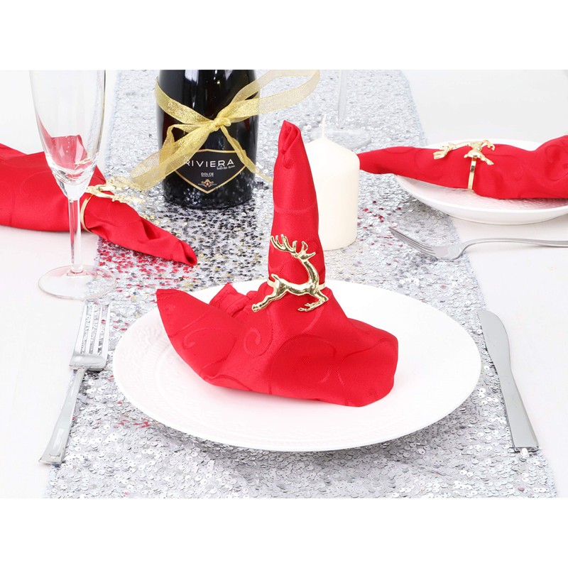 Napkin Rings Set of 6 Gold Napkin Rings Snowflake Reindeer