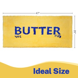 Butter Rug, Funky Rugs Custom Yellow & Blue Design, 20" x 47" Tufted Area Rug with Non-Slip TPR Backing, Machine Washable, Funny Runner Kitchen Mat for Kitchen, Living Room & Bathroom Décor