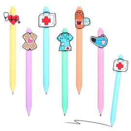 Wanmu Pack of 6 Nurse Pens Funny Cartoon Ballpoint Pen Retractable Nurse for Nurses Doctors Medical Assistants