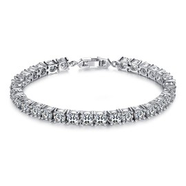 Epoch World Silver Tennis Bracelet for Women with Cubic Zirconia, Diamond Bangle silver Bracelet Comes in Gift Box