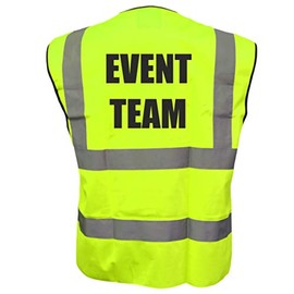 Event Team Yellow Hi Vis Viz Safety Vest Waistcoat Reflective High Visibility EN471 BS large