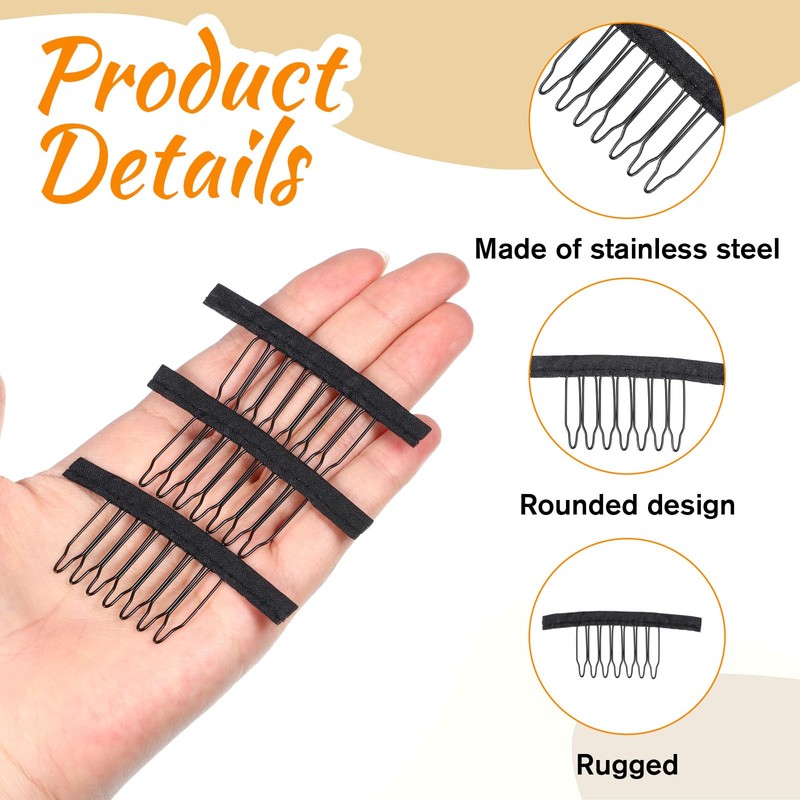 30 Pcs Wig Clips Combs 7-Teeth Stainless Steel Wig Combs